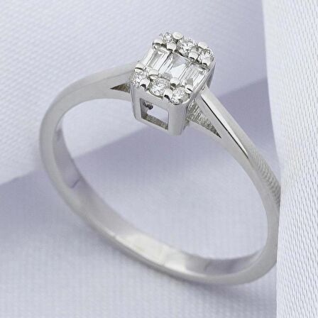 0.12 Karat Baget Pırlanta Yüzük (H-I VS/Tektaş Görseli)